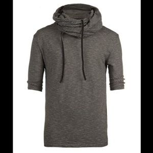 All Saints Dorset Hooded Crew Striped Short Sleeve Top Size XL